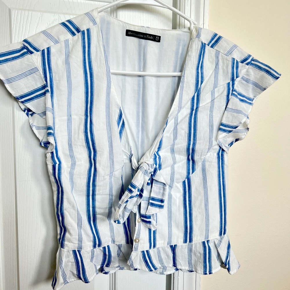 Abercrombie Striped Ruffle Crop